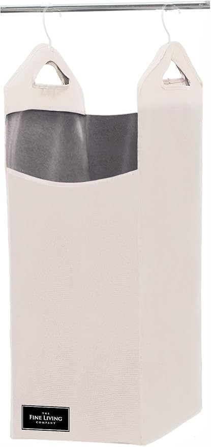The Fine Living Co. Hanging Laundry Hamper Bag, Heavy Duty Hanger, Space Saving by TheFineLivingCompany
