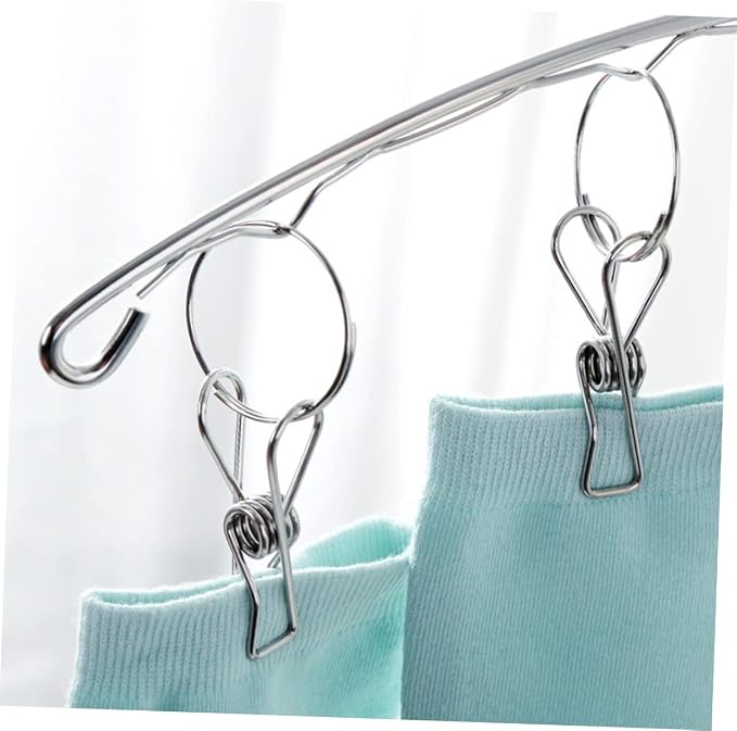 PRETYZOOM 2pcs Practical Stainless Steel Laundry Drying Hanger Clips - Image 5
