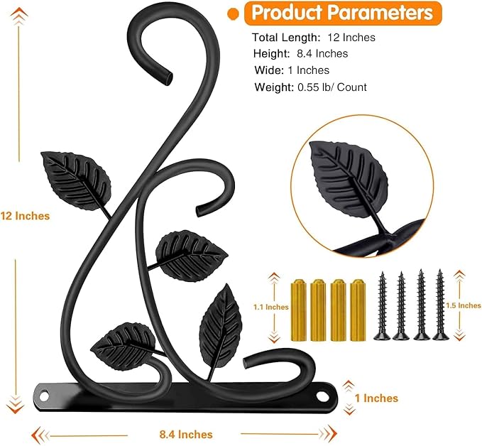 Hanging Plant Bracket, Rust-Resistant Decorative Metal Plant Hanger - Image 2