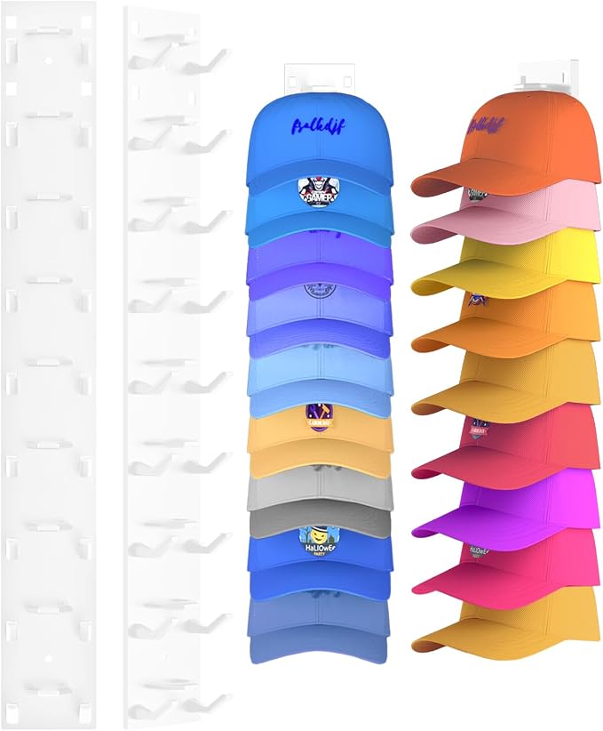 2 Pack Hat Organizer for Baseball Caps, Strong Adhesive Hat Rack for Wall by Eanyiikick