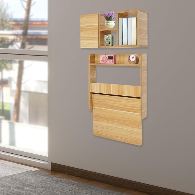 Wall Mounted Bookshelf Folding Table - Image 2