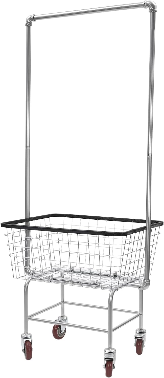 Steel Wire Laundry Cart Commercial Rolling Laundry Butler by Unknown