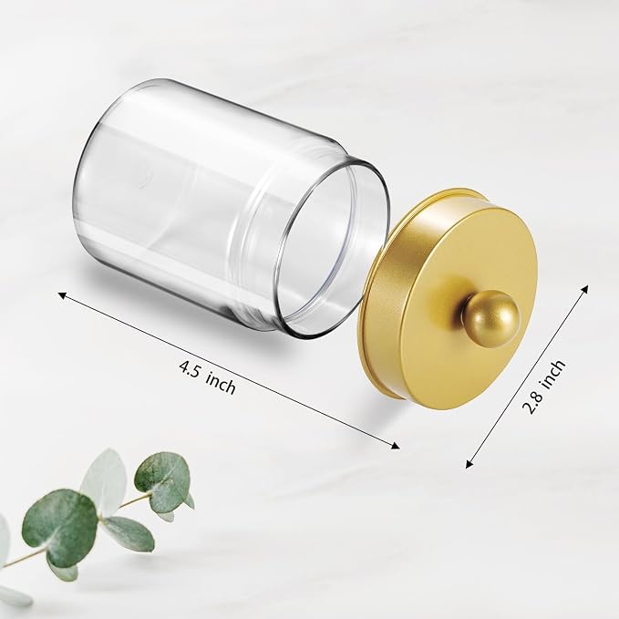 Amolliar Qtip Holder Dispenser -8oz Plastic Apothecary Jar Containers - Image 6