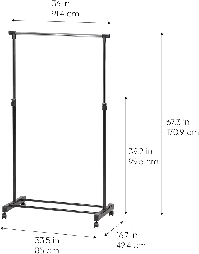 IRIS USA Clothes Rack, Portable Single-Rod Height Adjustable - Image 2