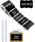 300 PCS Wavy Shape Chalkboard Labels, Erasable Reusable Blackboard Stickers by Unknown