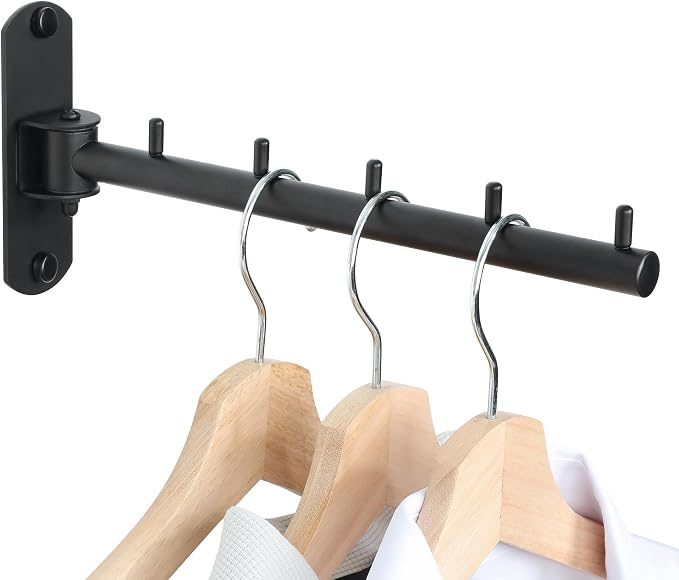 Swing Clothes Hanger Rack, Garment Racks Folding Clothes Bar Wall Mounted by Mooche