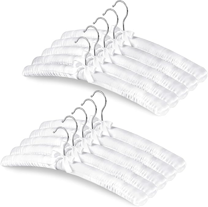 10 Pack Satin Padded Hangers, 17 Inch Large Anti Slip Cushioned Hanger by Unknown