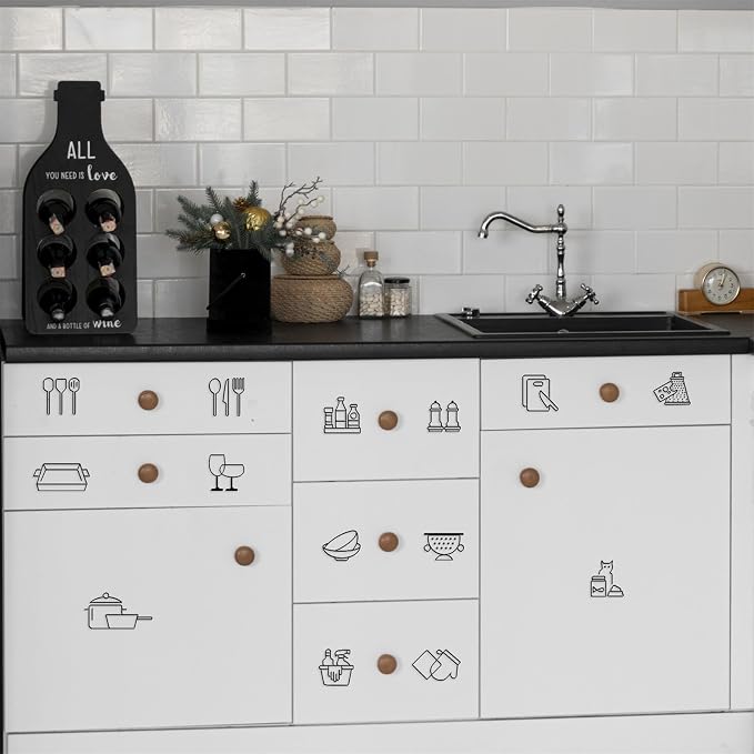 52PCS Kitchen Cabinet Labels Transparent Kitchen Closet Labels Stickers - Image 8