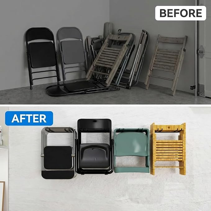 Folding Chair Storage Rack Wall Mount, Garden Tool Hanger - Image 5