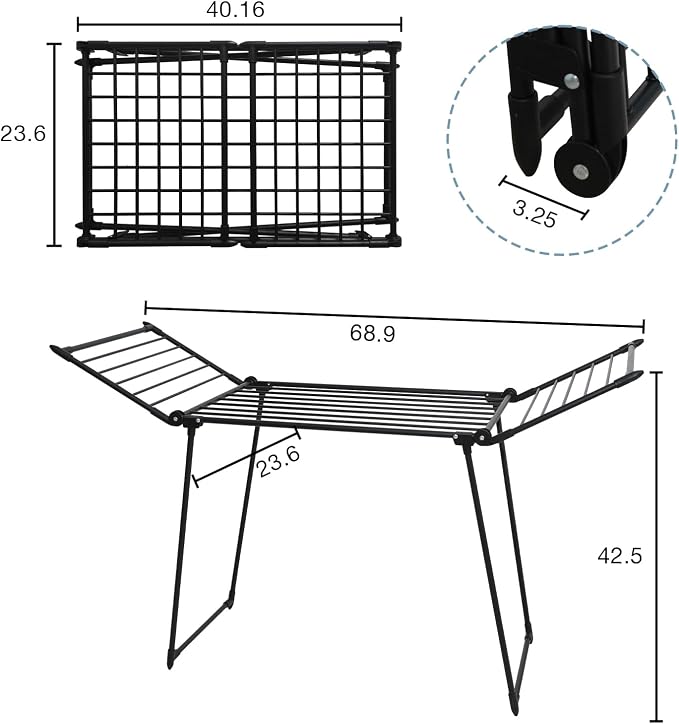 Clothes Drying Rack, with Sock Clips & with Buckle, Metal Laundry Rack - Image 2