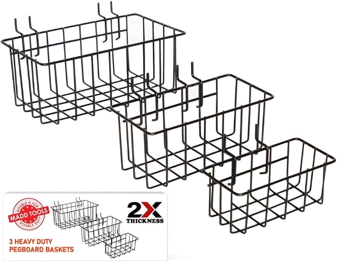 Heavy Duty Peg Board Hook Baskets by MADDTOOLS