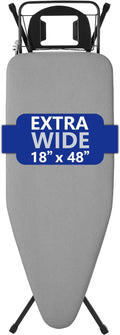 Extra-Wide Ironing Board – 48"×18" Large Surface • Built-in Clothes Rack by BKTD