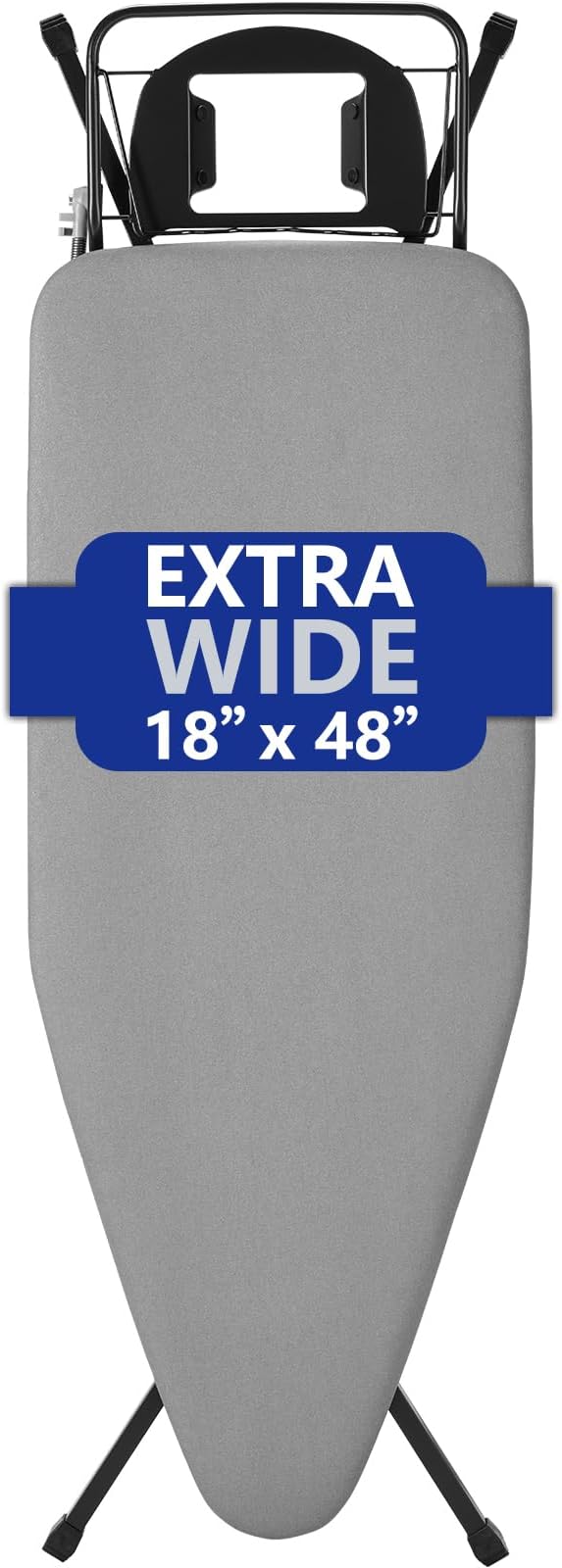 Extra-Wide Ironing Board – 48"×18" Large Surface • Built-in Clothes Rack by BKTD