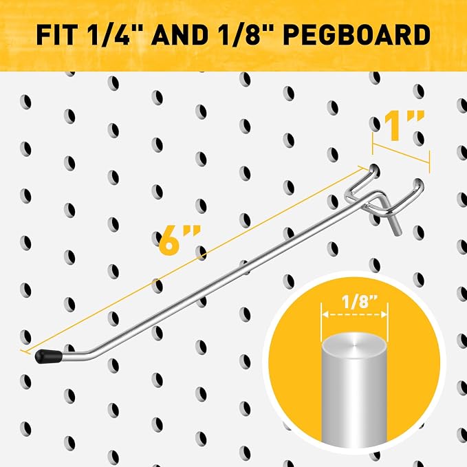 ELEAD 105-Piece 6 Inch Pegboard Hooks, Heavy Duty Peg Board Organizer - Image 3