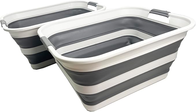 SAMMART Set of 2 Collapsible Plastic Laundry Basket - Image 2