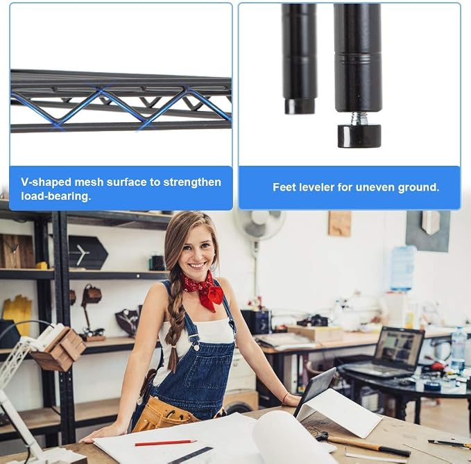 Meet perfect 5-Tier Heavy Duty Wire Shelving Unit, NSF Certified Steel Organizer - Image 5