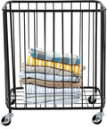 Laundry Basket with Wheels, Metal Railing Storage Cart with Handles, Rolling by RIQUIPAI