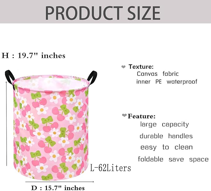 KUNRO Round Laundry Gift Basket Storage Hamper Clothes Storage Basket Organizer - Image 2