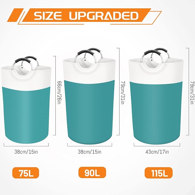 BlissTotes 90L Laundry Basket, Freestanding Laundry Hamper, Collapsible Dirty - Image 2