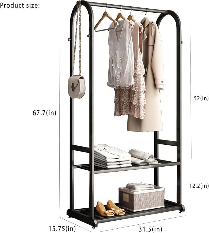 Freestanding Clothing Rack, Metal Garment Rack - Image 2