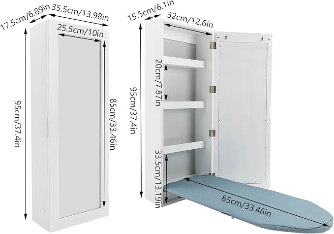 Household Hide Away Ironing Board Cabinet, Wall Mounted Ironing Board Cabinet - Image 7