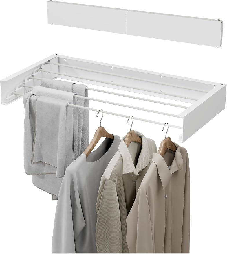 JOOM Laundry Drying Rack Collapsible, Wall Mounted Clothes Drying Rack by JOOM