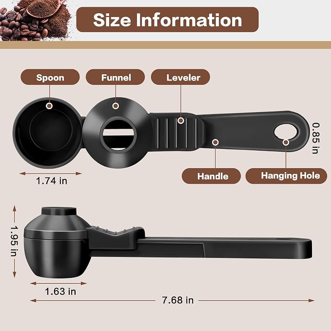 2PCS Coffee Scoop with Funnel, 2 Teaspoon Measuring Spoon - Image 2
