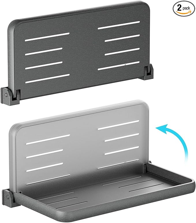 Aluminum RV Folding Wall Shelves 12 Inch Collapsible Fold Down Bookshelf by WanDwel