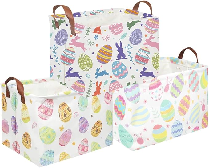 FXOLCSHE Rectangular 3pack Easter basket, Easter basket empty, Kids Toy Storage by FXOCSHE