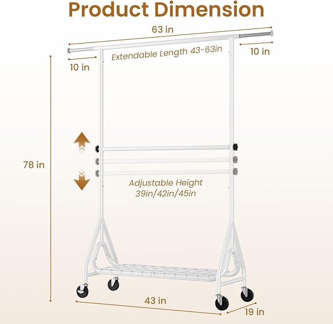 Heavy Duty Clothes Rack for Hanging Clothes, Double Rods Clothing Rack - Image 7