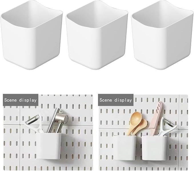 Chris.W 3Pack Pegboard Containers Pegboard Pencil Cup Basket White Pegboard - Image 2