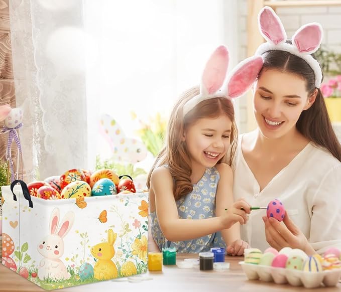 HIYAGON Rectangular Easter Gift Basket Kids Storage Basket - Image 3
