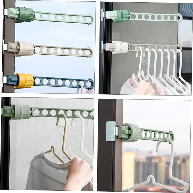 2pcs Shrinkage Clothing Rack Window Laundry Hanger Drying Rack Space Saving - Image 9