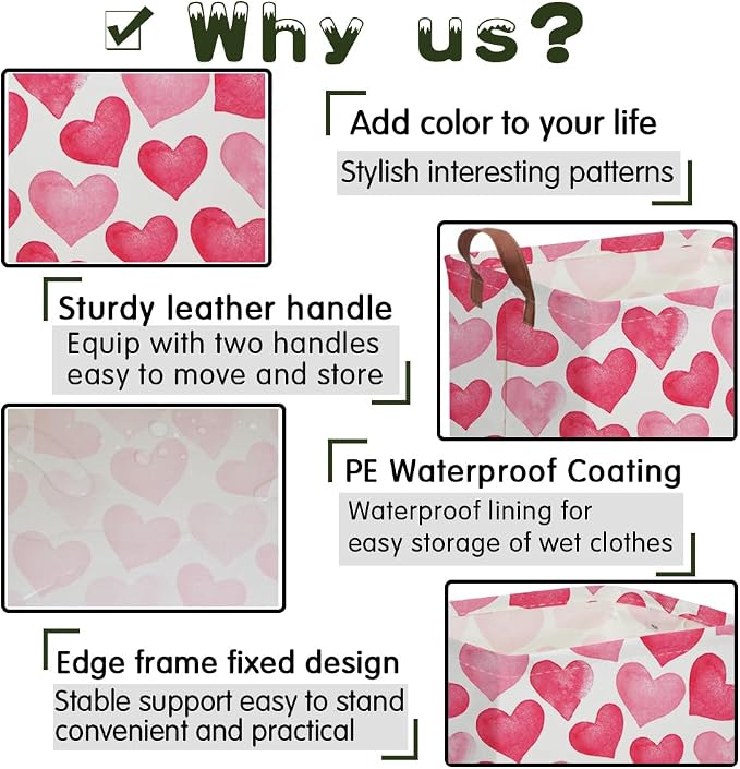 Rectangular Pink Valentine's Day Gift Basket, Love Heart Room Decor - Image 6