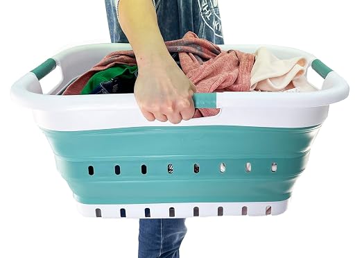 SAMMART 41L Collapsible 3 Handled Plastic Laundry Basket - Image 6