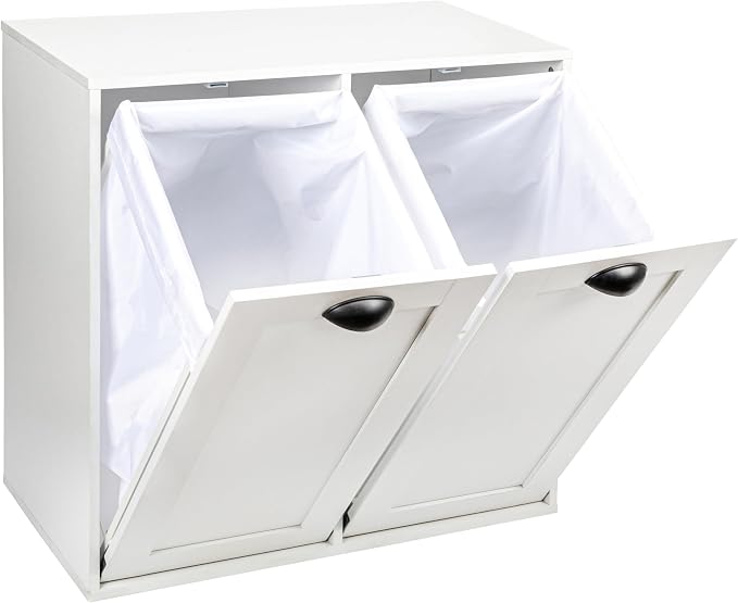 Household Essentials Laundry Sorter Cabinet, Scandi White Finish - Image 5