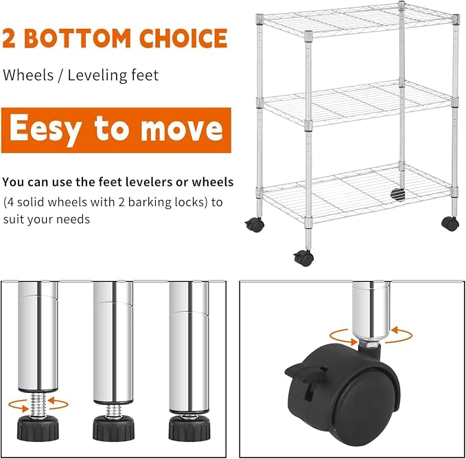 3-Tier Metal Wire Shelving Unit - Image 3