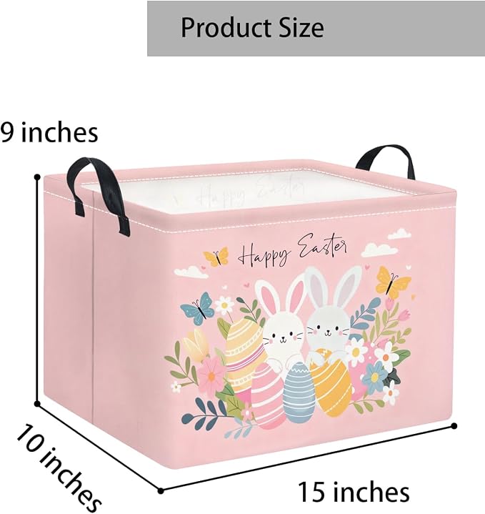 Rectangular Easter Basket for Home Kitchen Baby Girls Basket Cute Storage Bin - Image 2