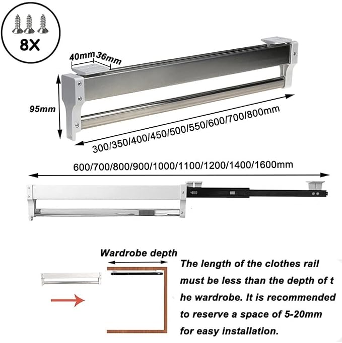 Dsiney Extendable Closet Rod Clothes Drying Rack - Image 2