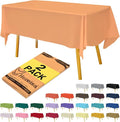 Plastic Peach Tablecloths 2 Pack Disposable Table Covers 54 x 108 Inch PEVA by Hereisa