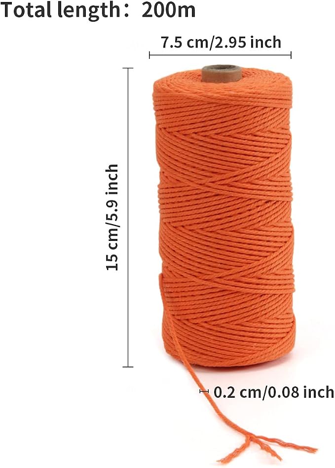 Macrame Cord, POZEAN 2mm x 220 Yards Colored Macrame Rope, 100% Natural Cotton - Image 2