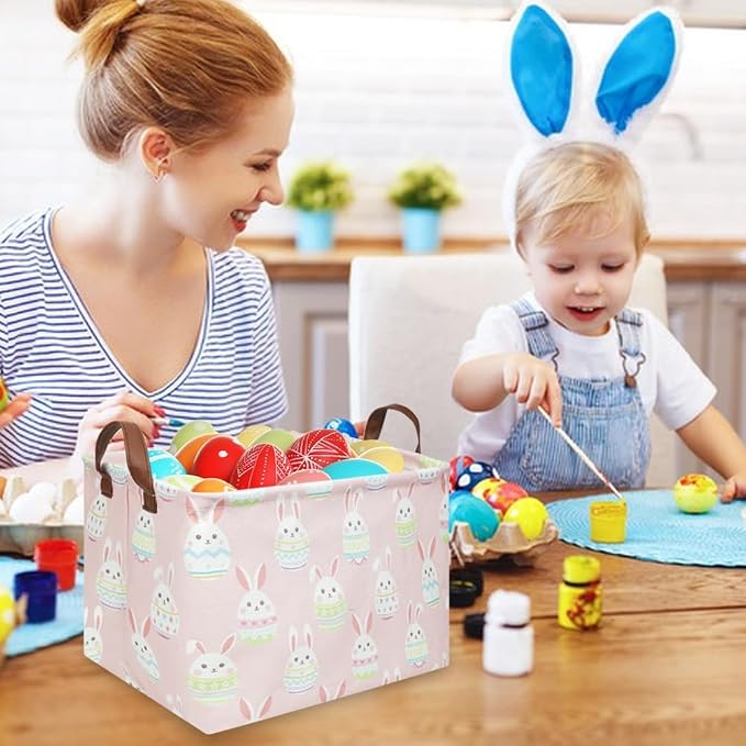 FXOLCSHE Rectangular Easter basket, Girl Easter basket, Nursery Hamper - Image 3