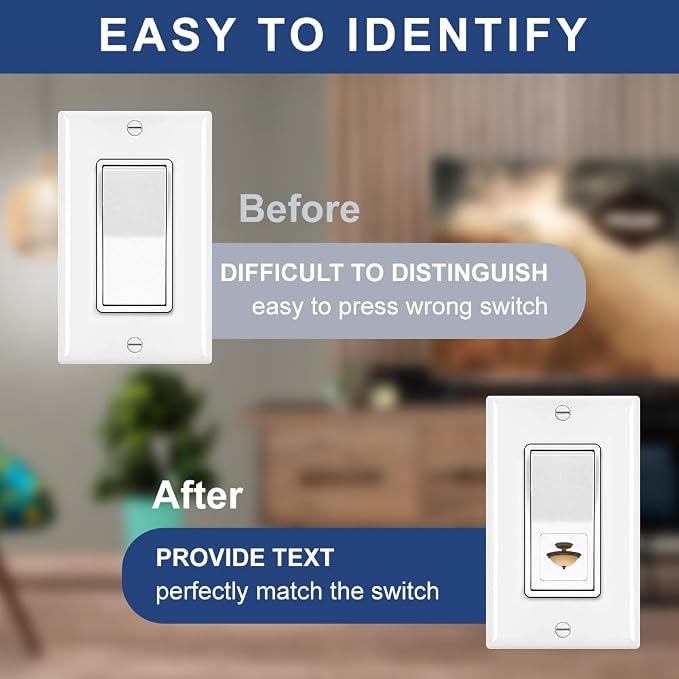 Pack of 400 Light Switch Sticker Labels, 21 Designs Transparent Switch ID - Image 7
