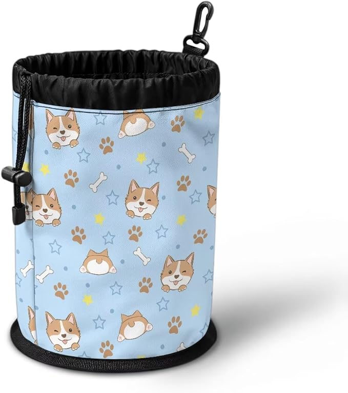 Clothespin Storage Bag with Hooks & Drawstring Closure Corgi Pet Paw Space - Image 3