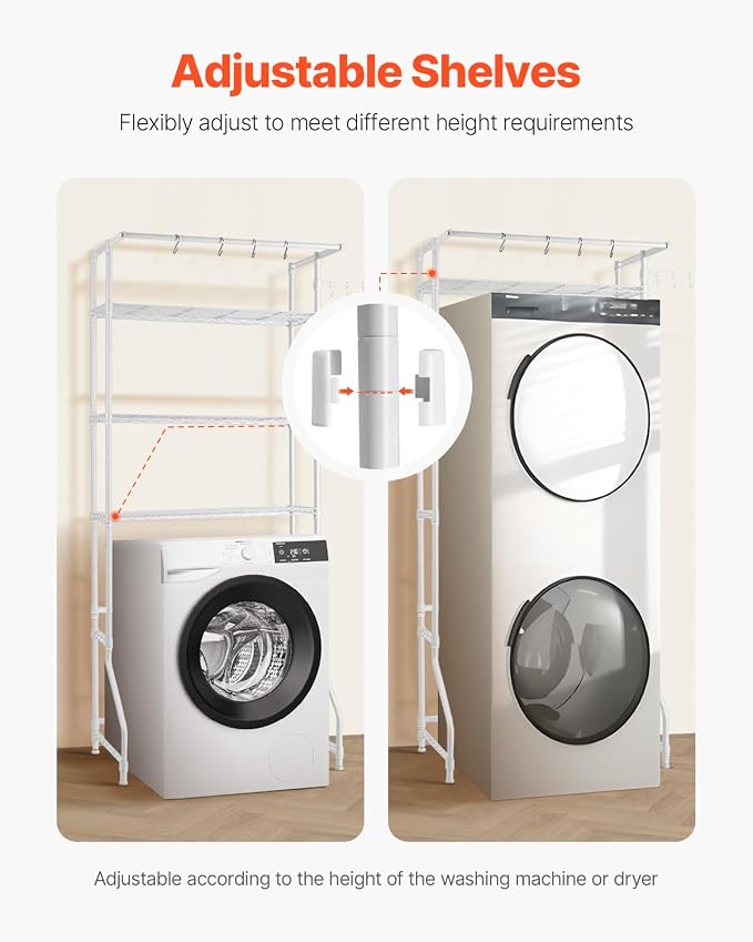 VEVOR Over The Washer and Dryer Storage Shelf, 3 Tier Laundry Room Drying Rack - Image 5