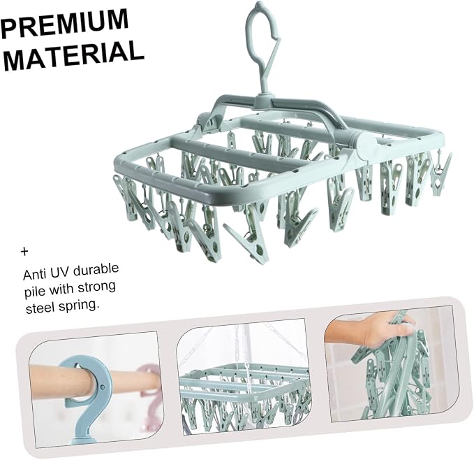 Foldable Clip Drying Rack for Boy Girl Socks and Underwear Clips Space-Saving - Image 9