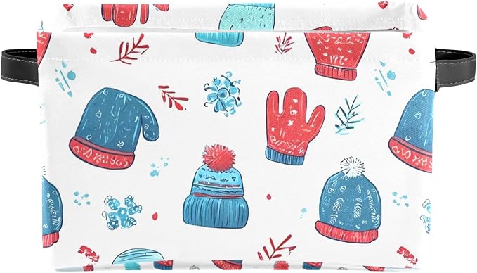 Winter Gloves Hat Storage Basket Snowflake Large Collapsible Storage Cube Box - Image 2