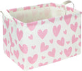 Rectangular Pink Heart Fabric Storage Basket, Books Box, Lovely Storage Trunk by NTAOHAMPER
