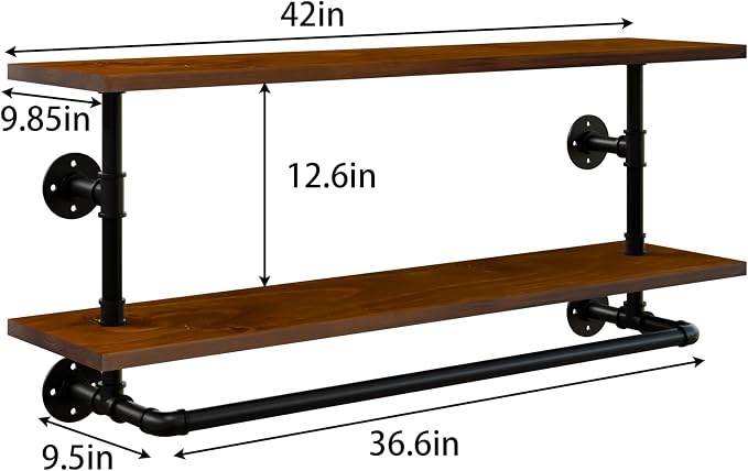 Clothes Rack 42in, Wall Mounted Garment Rack - Image 4