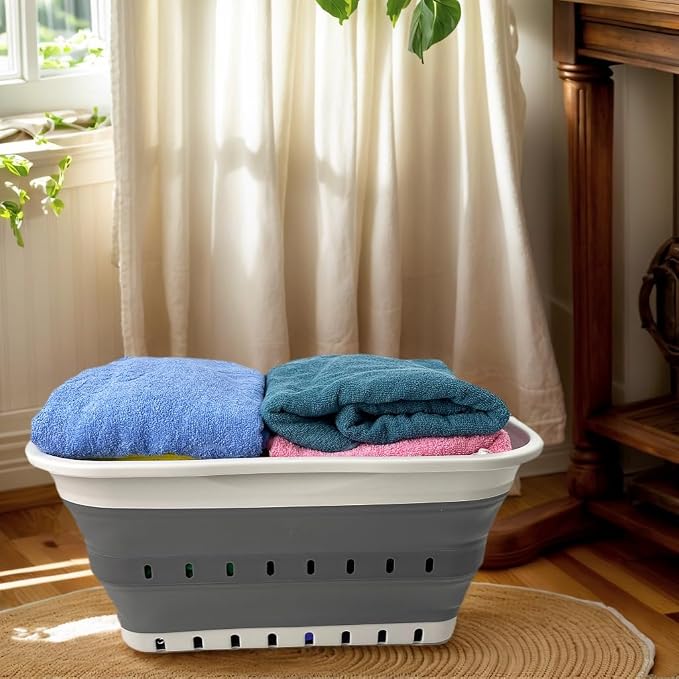 SAMMART 42L Set of 2 Collapsible Plastic Storage Basket - Image 2